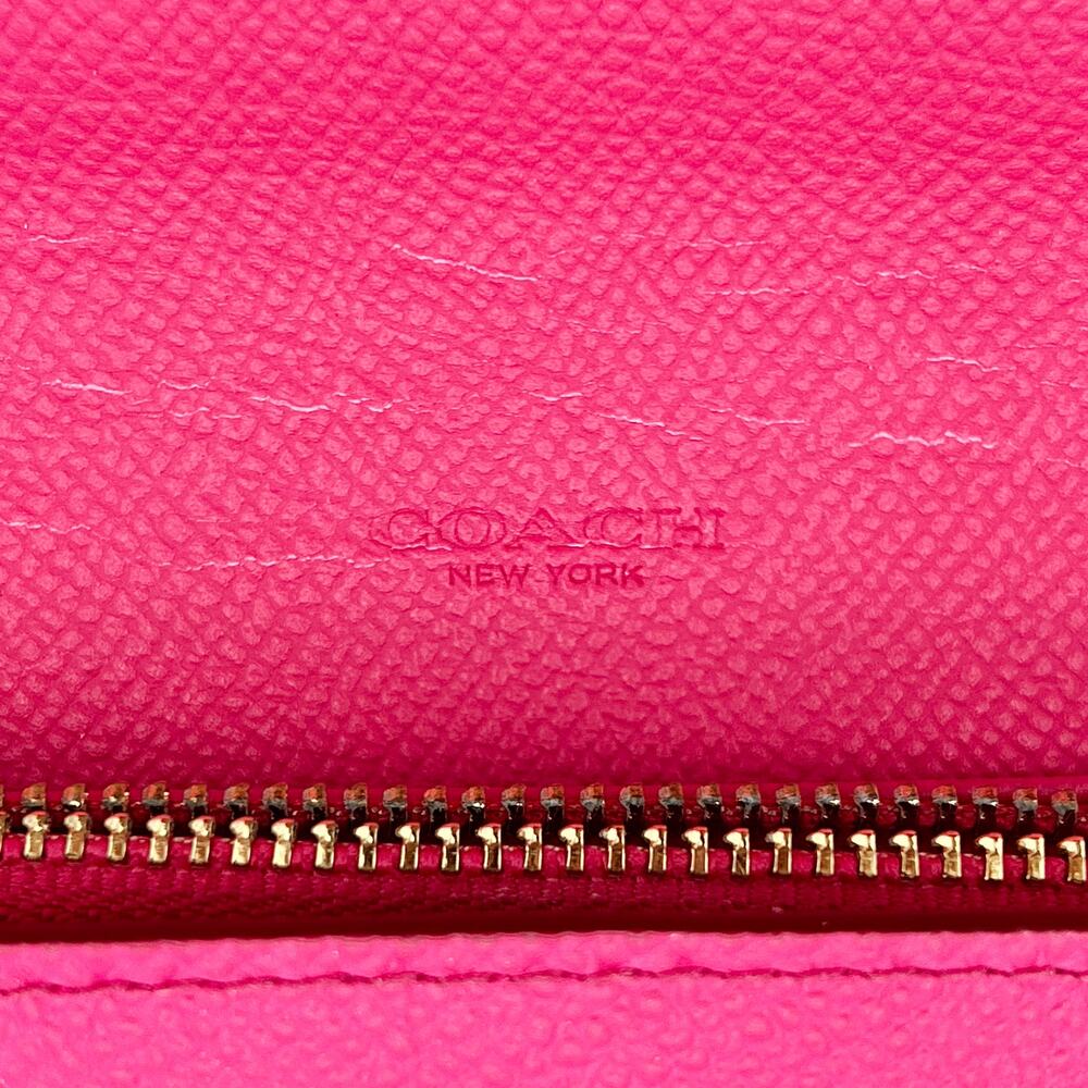 COACH Embossed Textured/Crossgrain Leather Slim Envelope Wallet F52345 (Fuchsia) - Picture 7 of 12